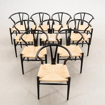 Hans J. Wegner, chairs, 10 pcs, CH-24 "The Y Chair" Carl Hansen & Son Denmark 21st century.