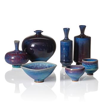 53. Berndt Friberg, a set of 4 vases and 3 bowls, Gustavsberg studio, Sweden 1961-71.