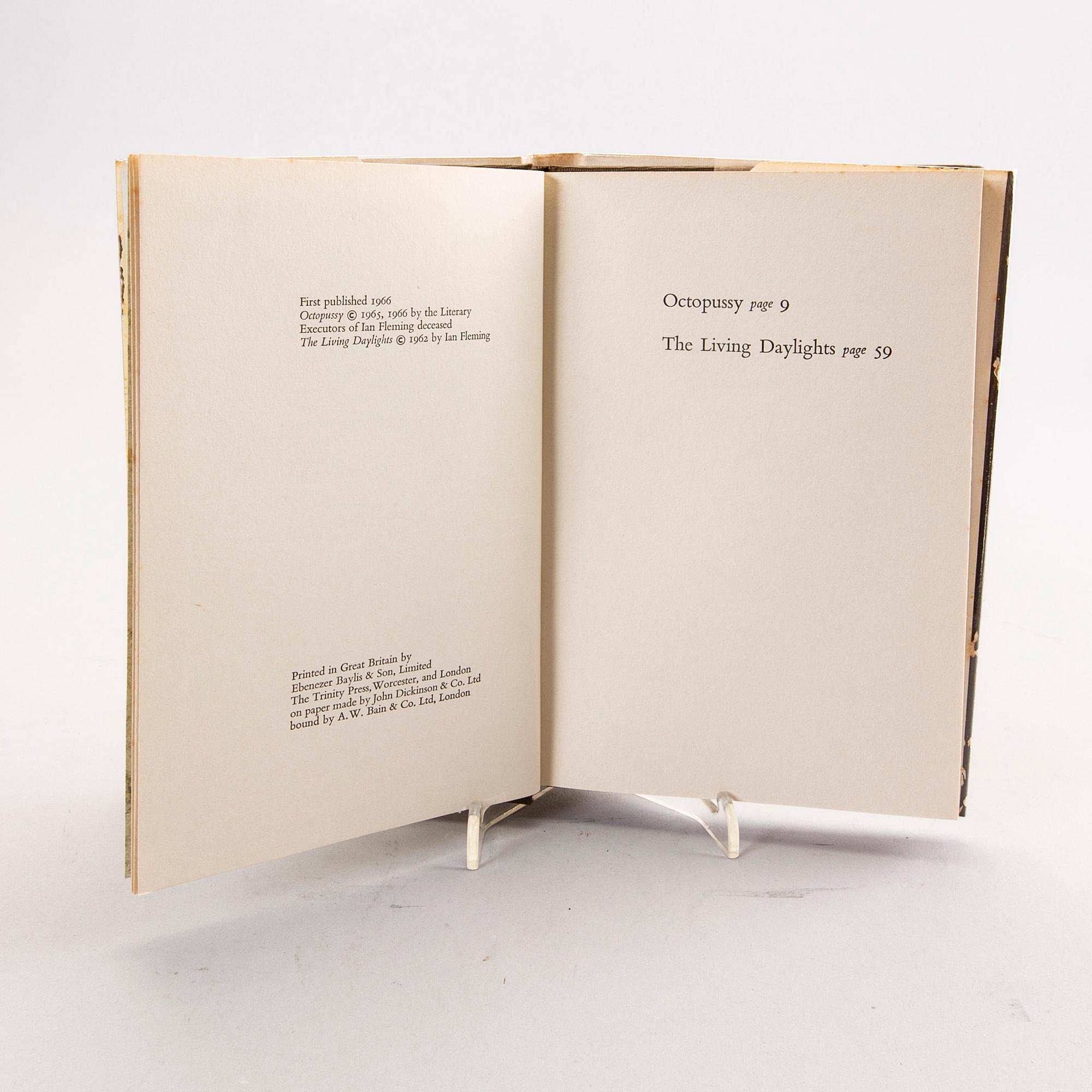 Ian Fleming "Octopussy and The Living Daylights", book, first edition 1965.