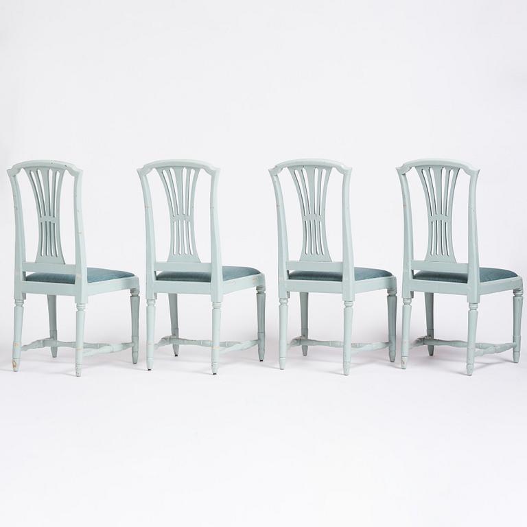 A set of four Gustavian chairs by E. Öhrmark (master in Stockholm 1777-1813).