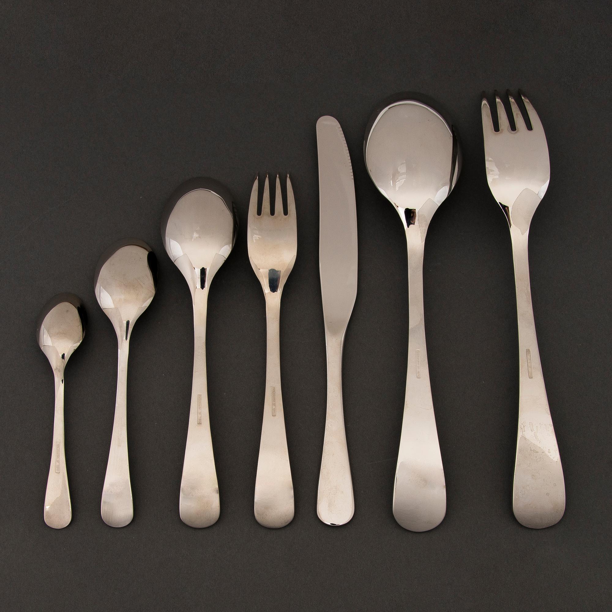 Stainless Steel Cutlery Set for Twelve person by Hackman, Finland 1990.