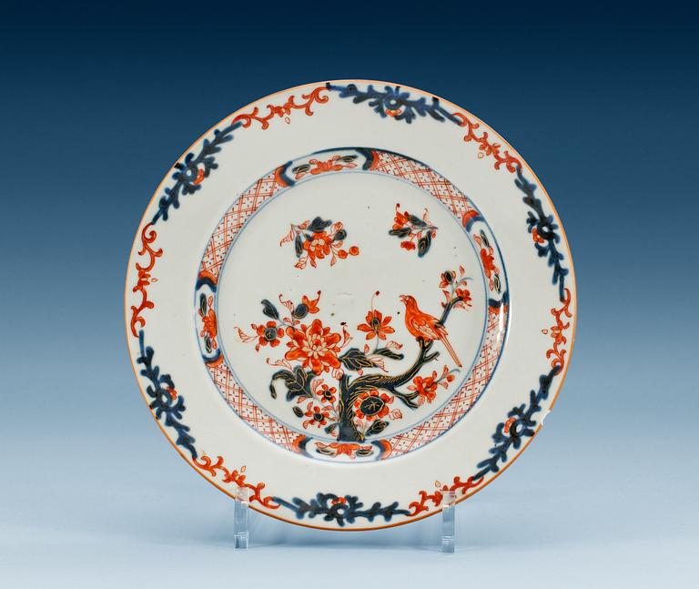 TALLRIKAR, sex stycken, kompaniporslin. Qing dynastin, Qianlong (1736-95).