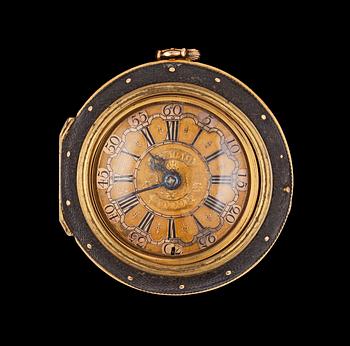 1232. A gold verge pcoket watch, Graham, London, mid 18th century.