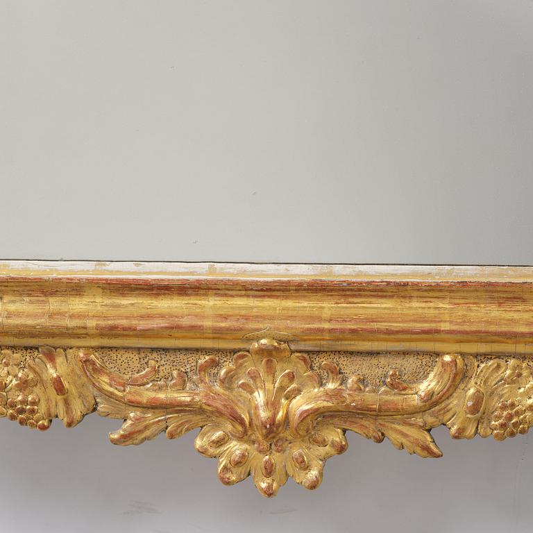 A rocococ giltwood mirror, Stockholm, later part 18th century,