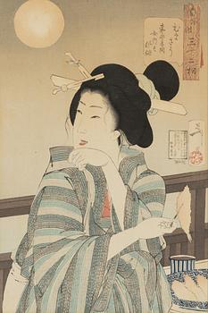 Tsukioka Yoshitoshi, Beauty from the series Fuzoku sanjuniso (32 Aspects of Customs and Manners of Women) .