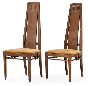 A pair of Alfred Grenander Art Nouveau mahogany chairs, Germany ca 1909.