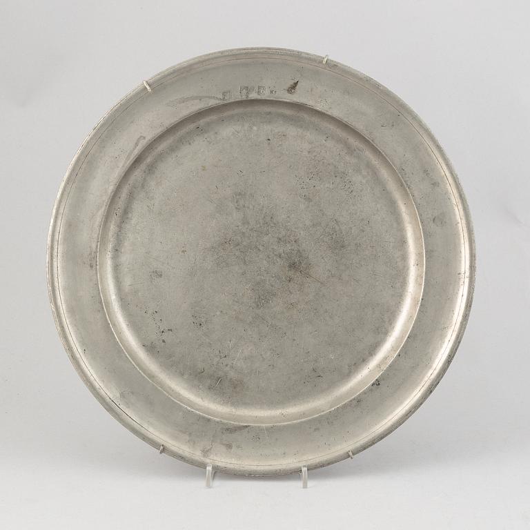 A group of six pewter dishes, different makers mark, most early 19th Century, Swedish/English.