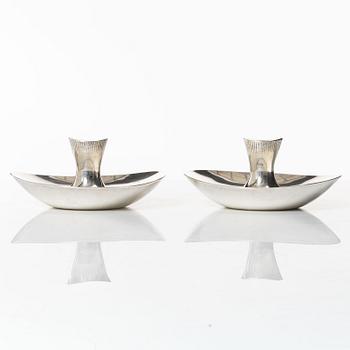 A pair of silver candlesticks, design Tapio Wirkkala,  Hopeatehdas Oy, Helsinki 1955.