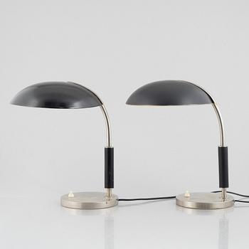 Harald Notini, a pair of desk top lamps, modell "15091 A", Arvid Böhlmarks Lampfabrik, Stockholm, 1930s.