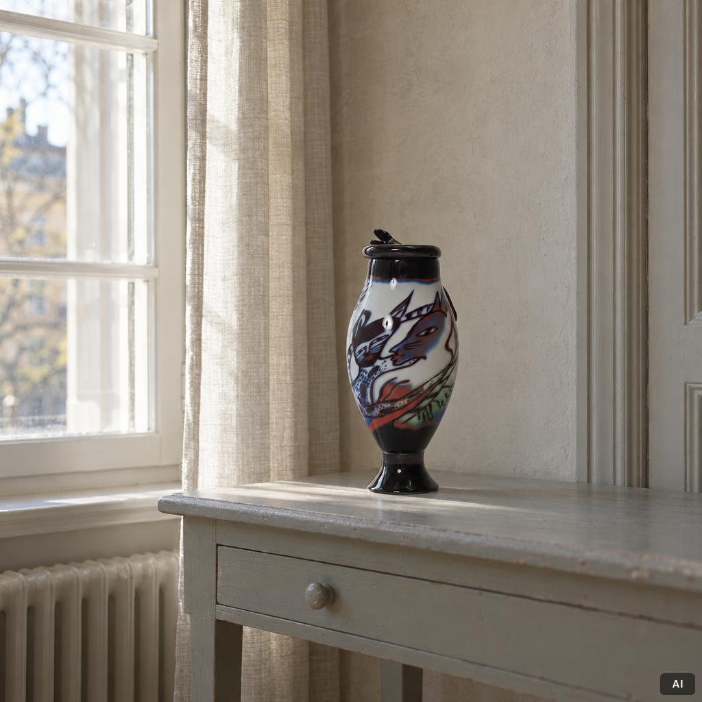Ulrica Hydman-Vallien, a unique graal glass vase, Kosta Boda.