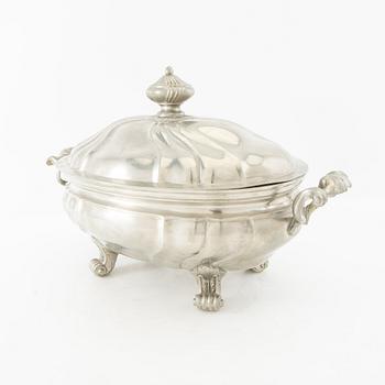 Tureen with lid Baroque style Germany Block tin circa 1900 pewter.