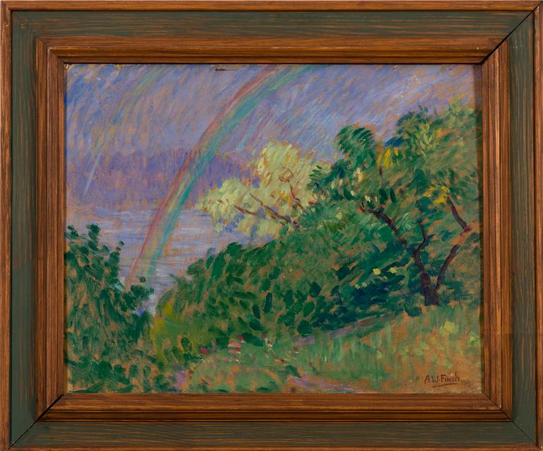 ALFRED WILLIAM FINCH, LANDSCAPE WITH RAINBOW.