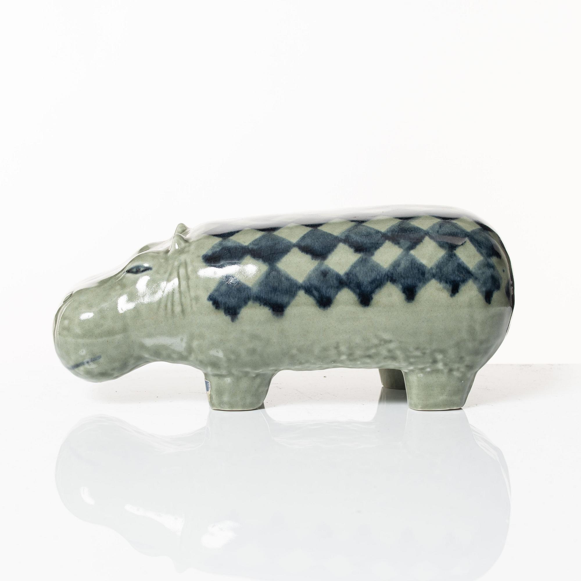 Lisa Larson, a stoneware figurine, 'Flodhäst' (Hippopotamus) from the series 'Stora zoo', Gustavsberg.