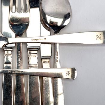 A Swedish 20th century set of 86 silver cutlery mark of Jacob Ängman GAB Stockholm 1950/60s total weight 3040 grams.