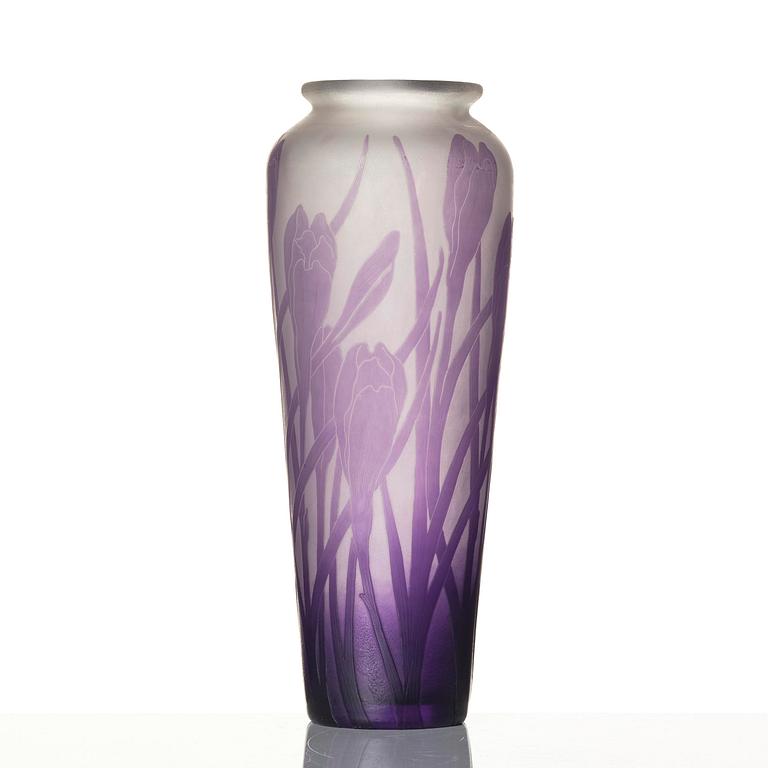 Karl Lindeberg, vas, överfångsglas, Kosta, jugend, ca 1909, modell 128, efter förlaga av Alf Wallander.