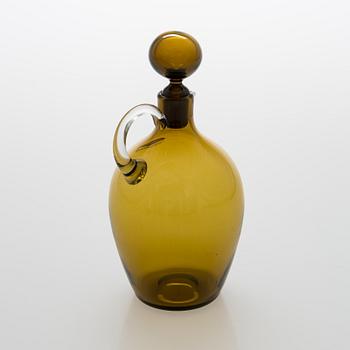 Saara Hopea, glass carafe with five liqueur glasses model 2501 for Nuutajärvi. Design year 1959.
