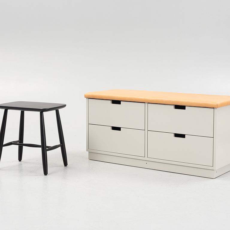 A bench and stool by Nirvan Richter, Norrgavel.