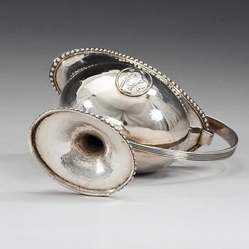 A Swedish 18th century parcel-gilt cream-jug, makers mark of Anders Fredrik Weise, Stockholm 1794.