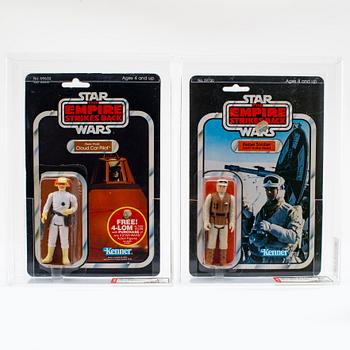 STAR WARS, Hoth Rebel Soldier ESB 31 back-b & Cloud Car Pilot ESB 47 back, Kenner 1980 & 1982.