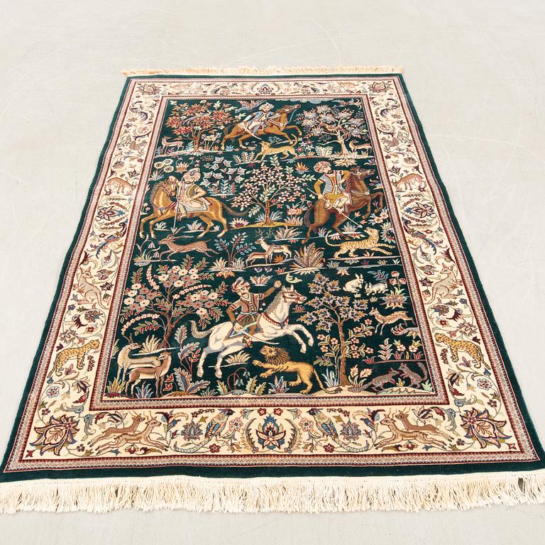 Carpet Oriental figural old approx. 206x139 cm.