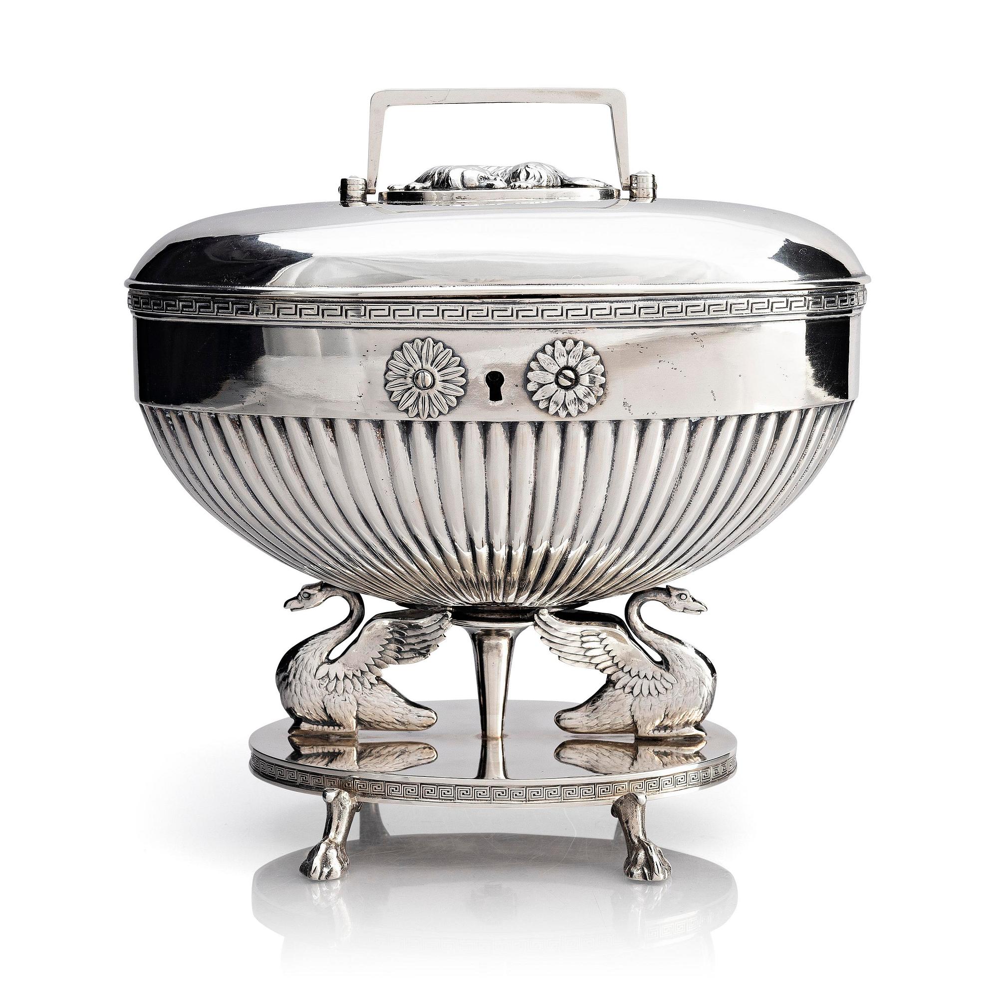 A Swedish 19th century silver sugar-casket, mark of Adolf Zethelius, Stockholm 1815.