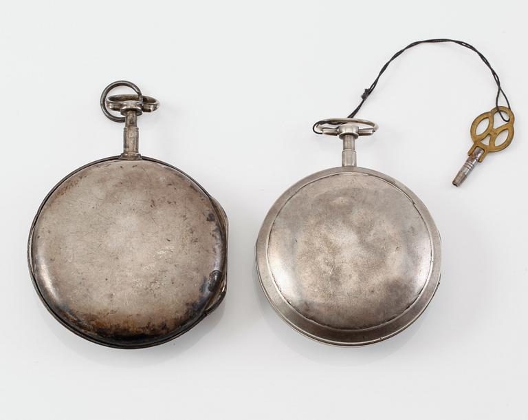 SPINDELUR, 2 st, silver, 1800-talets första hälft.