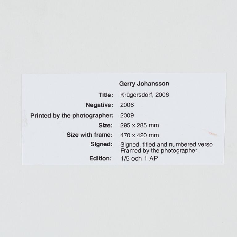 Gerry Johansson, fotografisignerad och numrerad 1/5.