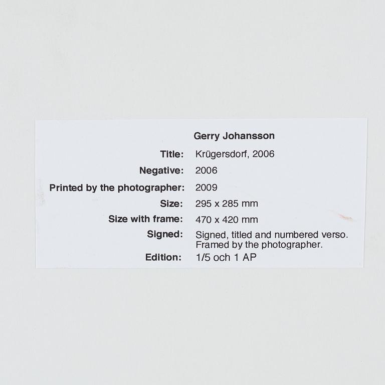 Gerry Johansson, photograph signed and numbered 1/5.