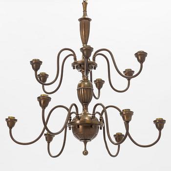 A brass ceiling light, first half of the 20th Century.