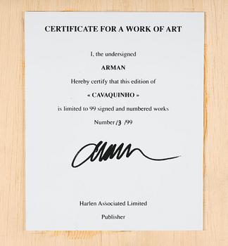 Arman, Iron and wood mounted on plywood, Signed Arman. Also signed and numbered 13/99 on label verso.