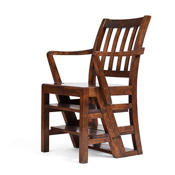 Axel Einar Hjorth, a stained birch library chair/-ladder, Nordiska Kompaniet, 1929, made to the crown prince Gustaf Adolf.