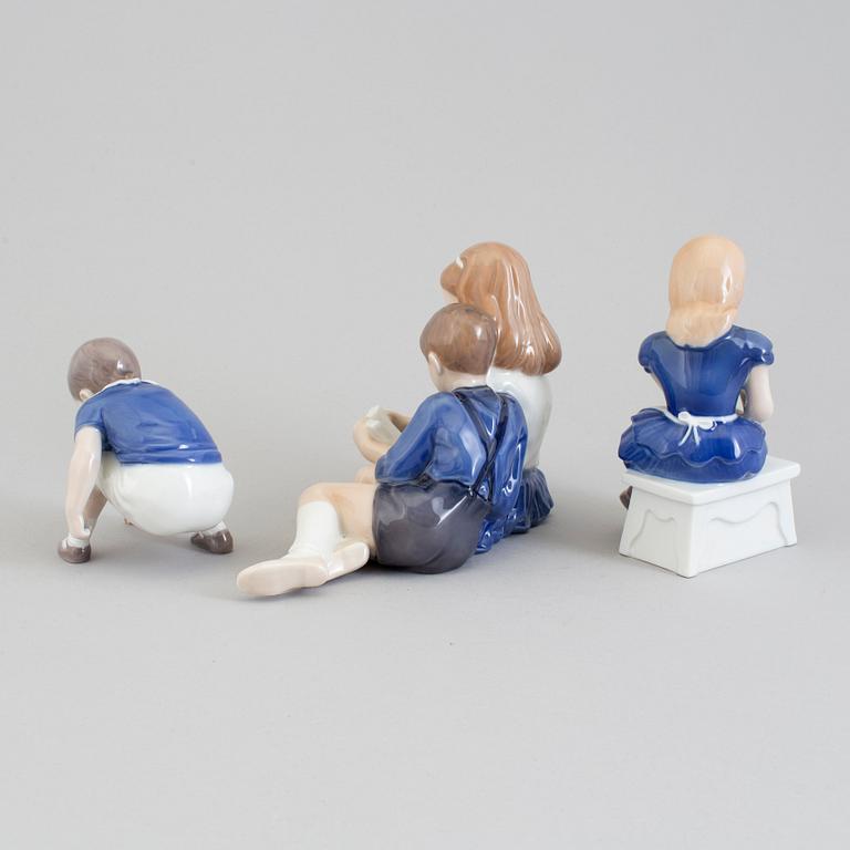 Three figurines by Royal Copenhagen and Bing & Gröndal.