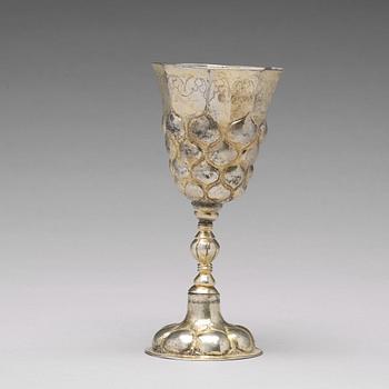 A German early 18th century silver-gilt grape-cup, mark of Carl Wilhelm Hartman, Breslau (1706-1729).