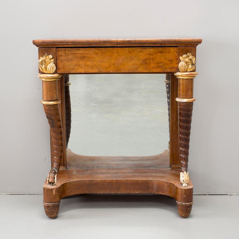 A German console table and mirror by Peter Schmuckert (1765-1841), Mannheim, circa 1820.