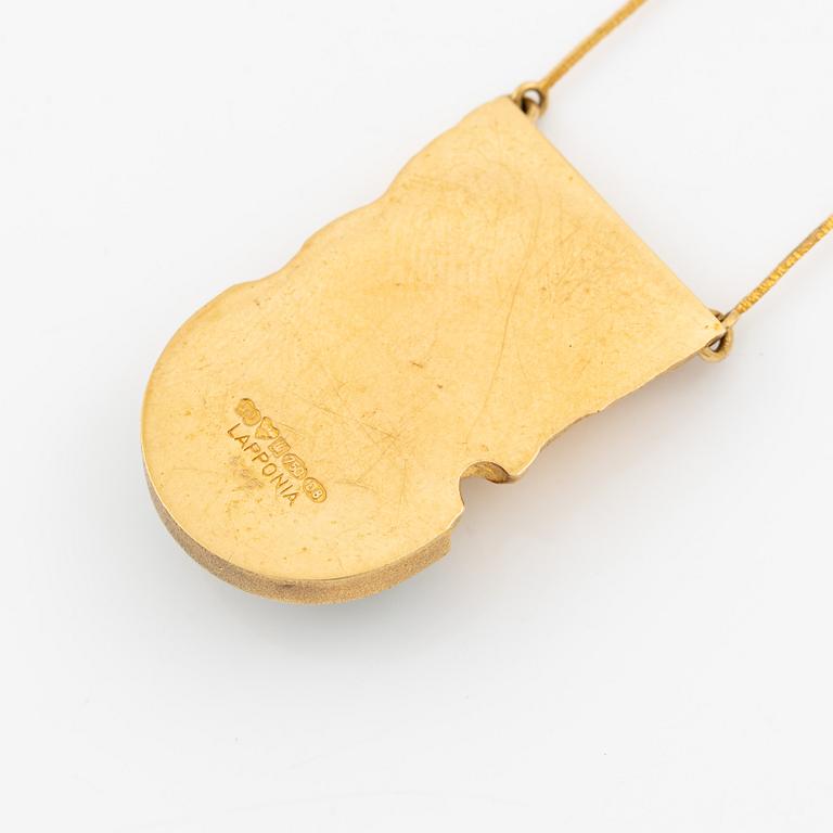 Björn Weckström, necklace 18K gold with zoisite and brilliant-cut diamond. Lapponia 1979.