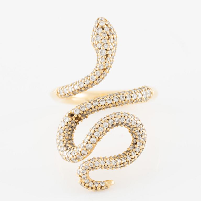 Ole Lynggaard, "Snakes ring" 18K gold with brilliant-cut diamonds.
