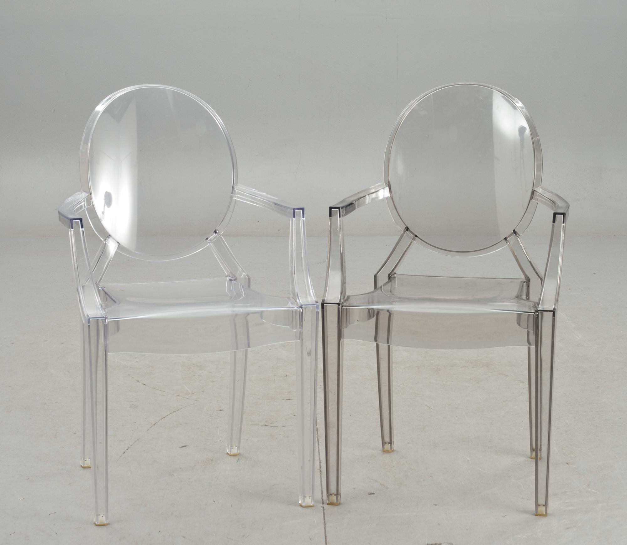 KARMSTOLAR, 2 st, "Louis Ghost", Philippe Starck för Kartell.