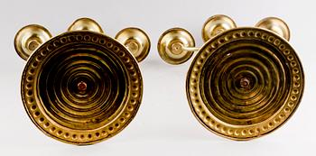 KANDELABRAR, 1 par, mässing, barockstil,  sekelskiftet 1900.