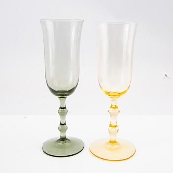 Simon Gate, champagne glasses 14 pcs "Salut" for Orrefors/Sandvik mid-20th century.