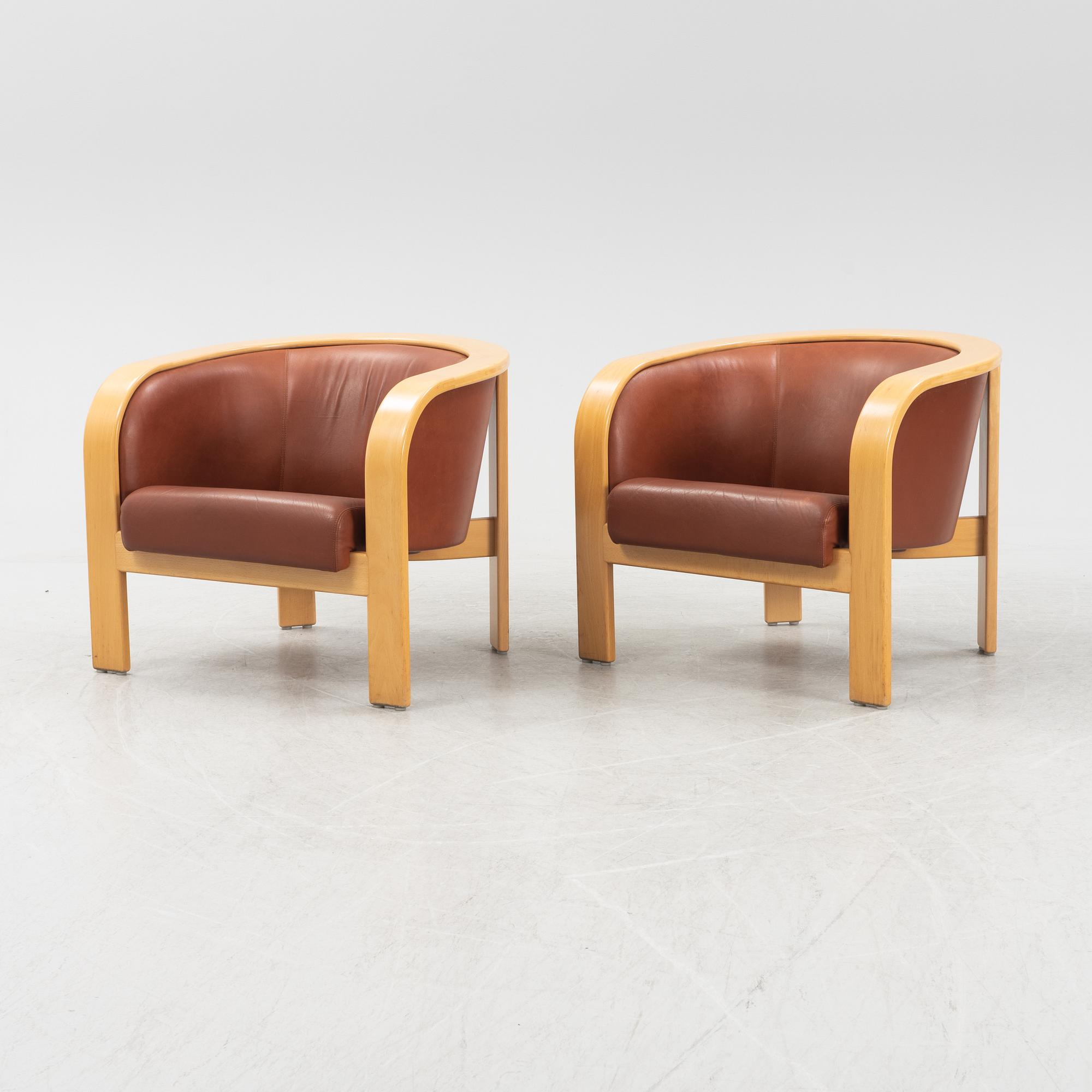 Björn Hultén, a pair of 'Barbro' lounge chairs, Gärsnäs, model designed in 1972.