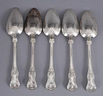 MATSKEDAR, 5+3, silver, modell Engelsk snäck, bla Anders Wedin, Söderhamn, 1864-74. Tot ca 466 gram.