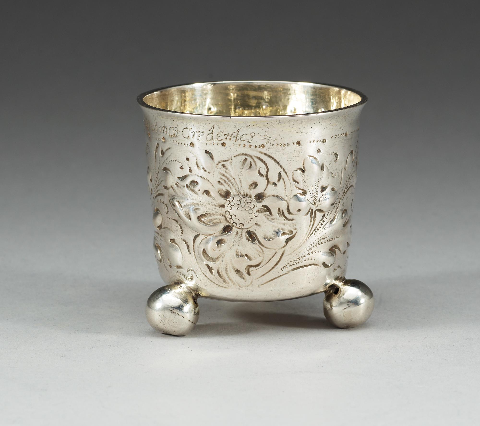 A Swedish parcel-gilt beaker, makers mark of Anders Wilhelm Malthow, Stockholm 1706.