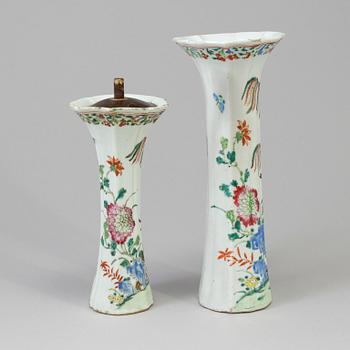 2 vases/lamps, China, 18th century.