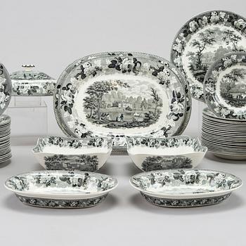 Wedgwood, astiasto, 134 osaa, "Landscape" fajanssi, Englanti 1800-luvun loppu.