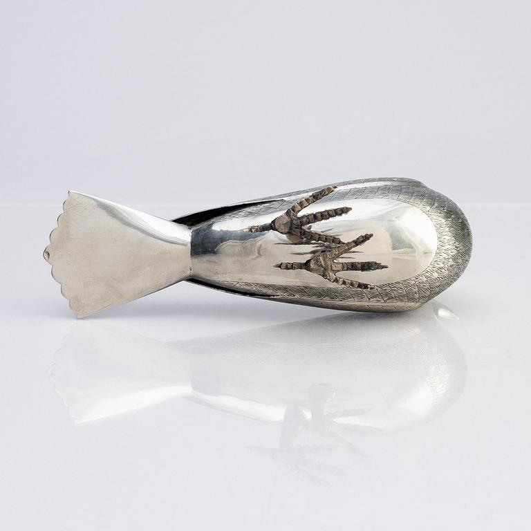 A Persian silver pigeon, the Qajar dynasty (1789–1925).