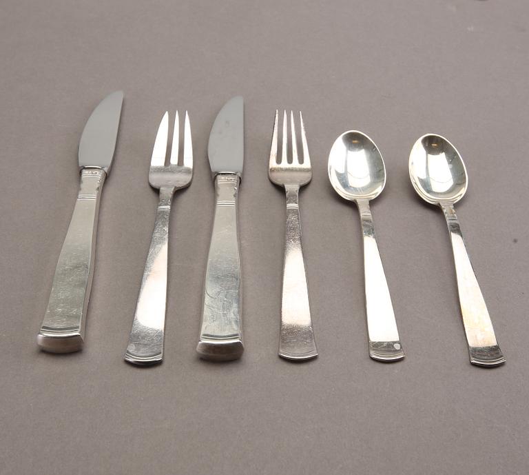 Jacob Ängman, a part 'Rosenholm' silver cutlery, GAB, Stockholm, mixed years (24 pieces).