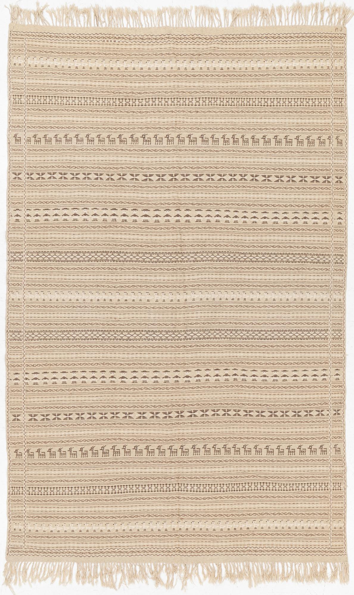 Matta, slätvävd, signerad AJ, ca 306 x 193 cm.