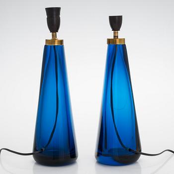A pair of 1950s Venini glass table lamps, Italy.