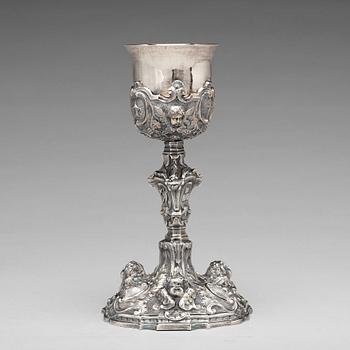 170. An Italian late 17th/early 18th century silver-gilt chalice, unidentified makers mark, town mark of Rome.