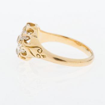 RING, sju gammalslipade diamanter, 18K guld.